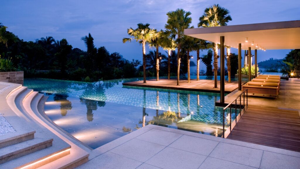 Modern Concrete Pool with Lights